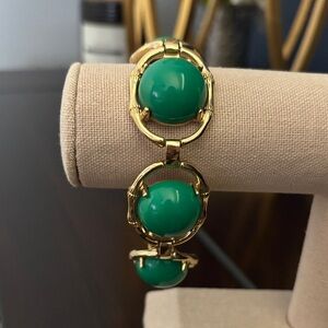 Elegant Green and Gold Zinnia Bracelet